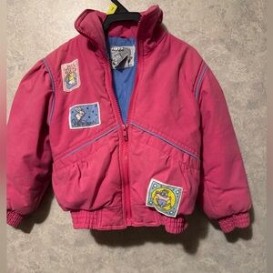 Vintage High Voltage Ski Winter Jacket Kids Girls 80s 90s 5 Pink